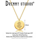 Dremmy Studios Birthday Flower Pendant Necklace 18K Gold Plated Exquisite Minimalist Birthday Flower Disc Pendant Carved Coin Necklace Minimalist Exquisite Customized Gift for Mom and Daughter, Metal, No Gems