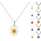 Women's pressed natural daisy resin pendant necklace