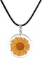 Women's pressed natural daisy resin pendant necklace