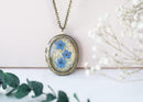 JewelryLand handmade oval embossed retro photo box resin long necklace