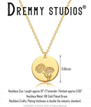 Dremmy Studios Birthday Flower Pendant Necklace 18K Gold Plated Exquisite Minimalist Birthday Flower Disc Pendant Carved Coin Necklace Minimalist Exquisite Customized Gift for Mom and Daughter, Metal, No Gems