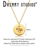 Dremmy Studios Birthday Flower Pendant Necklace 18K Gold Plated Exquisite Minimalist Birthday Flower Disc Pendant Carved Coin Necklace Minimalist Exquisite Customized Gift for Mom and Daughter, Metal, No Gems