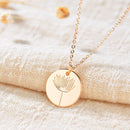 Dremmy Studios Birthday Flower Pendant Necklace 18K Gold Plated Exquisite Minimalist Birthday Flower Disc Pendant Carved Coin Necklace Minimalist Exquisite Customized Gift for Mom and Daughter, Metal, No Gems