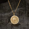 Dremmy Studios Birthday Flower Pendant Necklace 18K Gold Plated Exquisite Minimalist Birthday Flower Disc Pendant Carved Coin Necklace Minimalist Exquisite Customized Gift for Mom and Daughter, Metal, No Gems