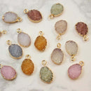 10PCS High Quality Oval Resin Druzy Pendant Charm Drop, Bezel Gem Druzy, Imitation Druzy , Wholesale Druzy , 10*18MM, Earrings Findings