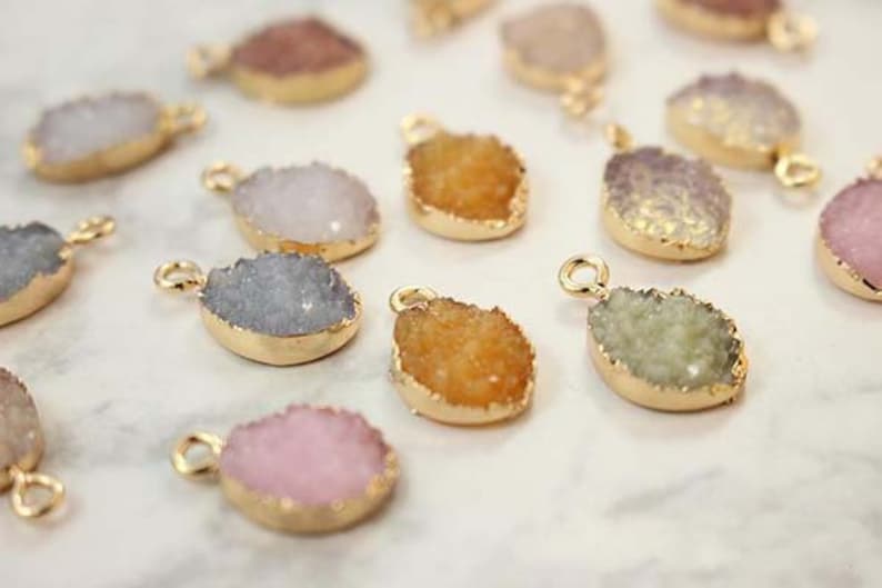 10PCS High Quality Oval Resin Druzy Pendant Charm Drop, Bezel Gem Druzy, Imitation Druzy , Wholesale Druzy , 10*18MM, Earrings Findings