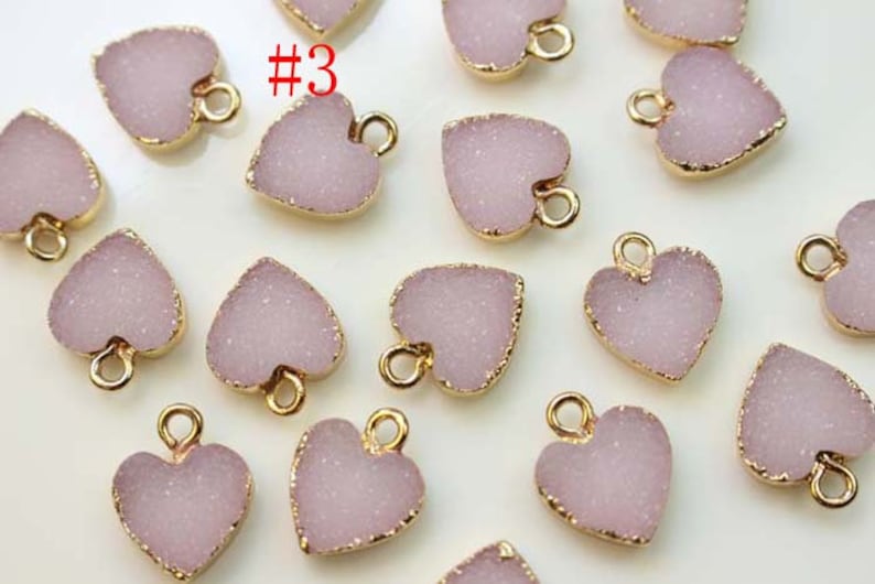 10PCS Quality Heart Shape Imitation Druzy, Druzy Charm, Resin Druzy Pendant Drop, Bezel Gem Druzy, Link, 12*15MM, Jewelry Findings