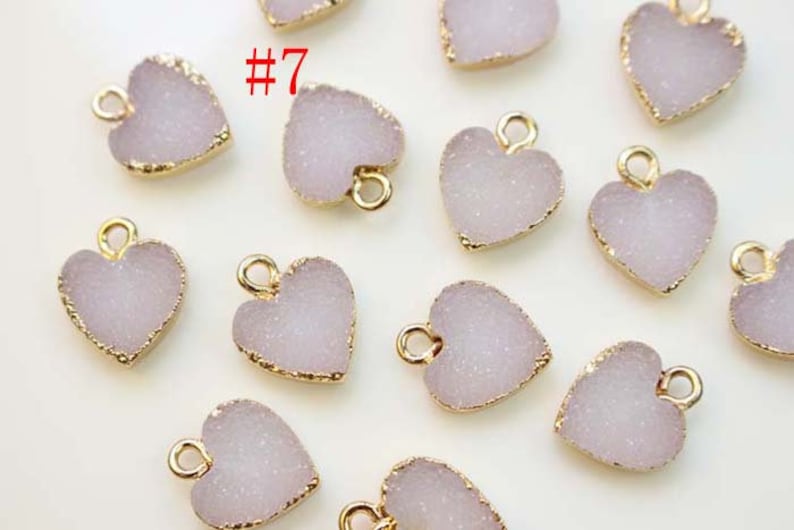 10PCS Quality Heart Shape Imitation Druzy, Druzy Charm, Resin Druzy Pendant Drop, Bezel Gem Druzy, Link, 12*15MM, Jewelry Findings