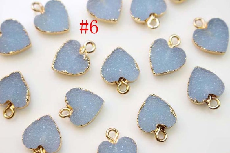 10PCS Quality Heart Shape Imitation Druzy, Druzy Charm, Resin Druzy Pendant Drop, Bezel Gem Druzy, Link, 12*15MM, Jewelry Findings