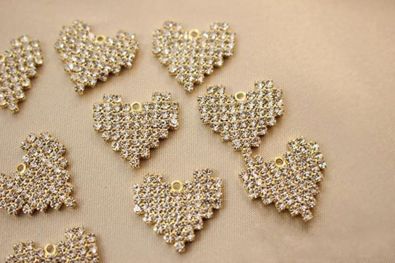 2PCS High Quality Gold Plated Brass Diamond Love Charm/pedant,Diamond Heart Pendant/charm,Wedding charm, bridal Pendant,DIY Jewelry Pendants