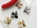 5pcs crystal bee charm pendant,cz pave bee charm,rhinestone bee charm,bracelet necklace pendant,animal charm,insects, gold plated over brass