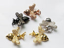 5pcs crystal bee charm pendant,cz pave bee charm,rhinestone bee charm,bracelet necklace pendant,animal charm,insects, gold plated over brass