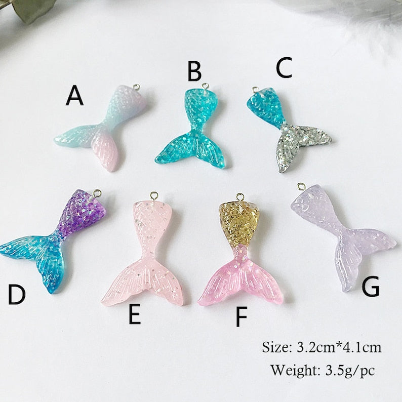 4PCS Mermaid Tail Charms, Mermaids Pendants, Sea Jewelry Findings, Earring Components,Necklace Bracelet Keychain Accessories,3.2cm*4.1cm