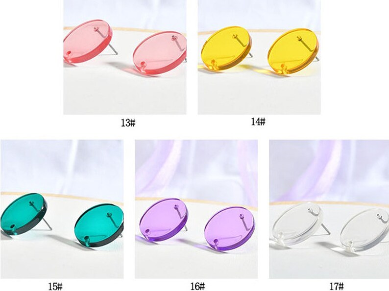 10pcs 20mm Round Circle Acrylic Earring Ear Stud Acrylic Charm Diy Jewelry Accessories Craft Supplies