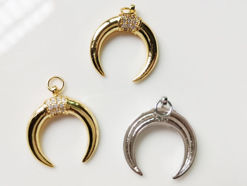 5pcs Moon Charms, Crescent Moon pendant ,boho charms,Rhinestone Charm,moon horn charms,Statement Pendant,trendy charm