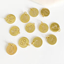 12pcs/set stainless steel 12 Zodiac charm Pendants circle round coin disc drop dangle birthday charm Zodiac bracelet necklace,12mm,gold