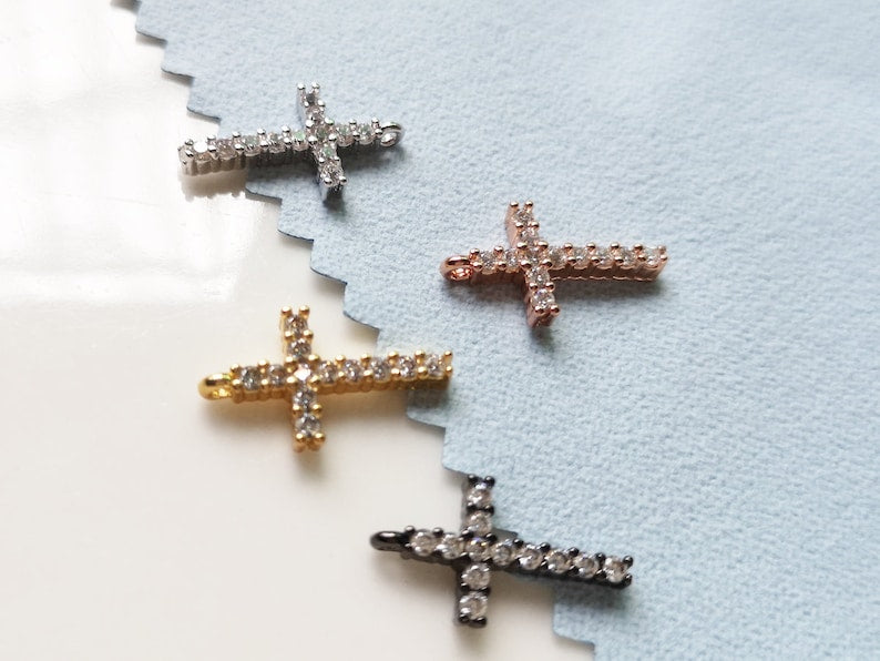 5pcs crystal cross charm pendant, cz pave cross charm, bracelet necklace pendant,faith,religious,Royal cross charm,gold plated over brass