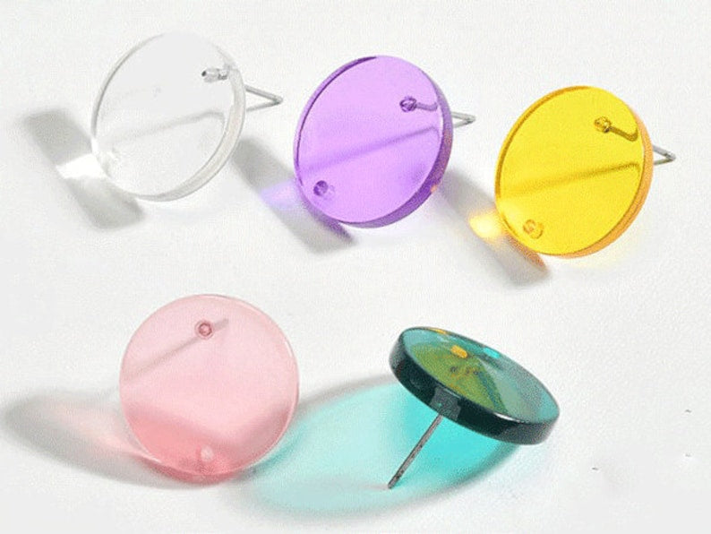 10pcs 20mm Round Circle Acrylic Earring Ear Stud Acrylic Charm Diy Jewelry Accessories Craft Supplies