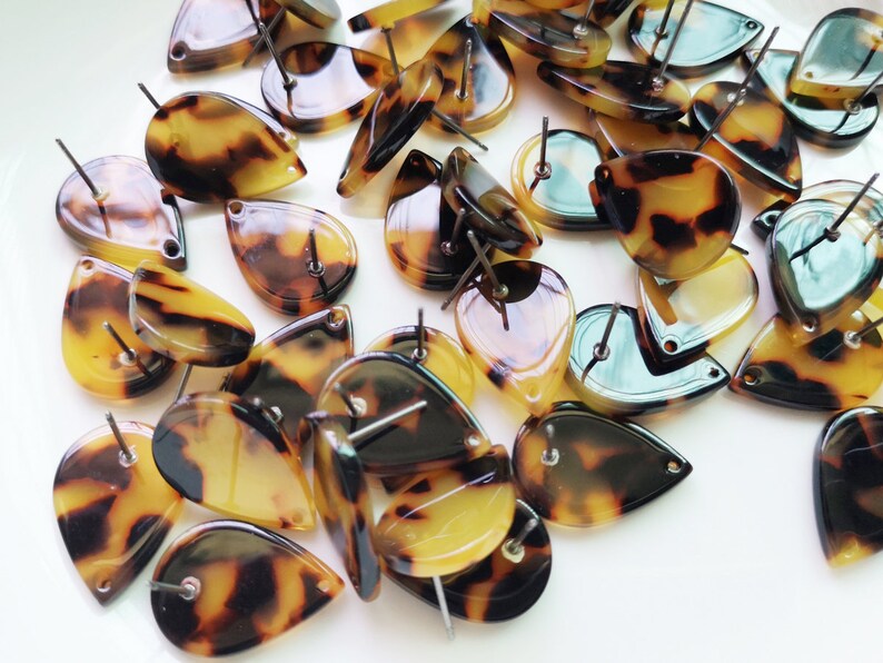 10pcs Teardrop Acetate Celluloid Earring Ear Stud Cellulose Acetate Colorful Charm Diy Jewelry Accessories Craft Supplies