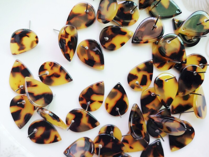 10pcs Teardrop Acetate Celluloid Earring Ear Stud Cellulose Acetate Colorful Charm Diy Jewelry Accessories Craft Supplies