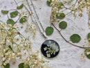 Queen Annes Lace Necklace Pendant | REAL Pressed Flower Necklace | Black and White Collection | Boho Wedding Jewelry by Pressed Wishes