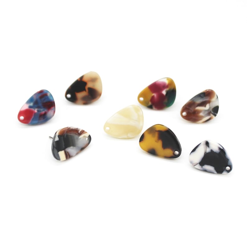 10pcs Teardrop Acetate Celluloid Earring Ear Stud Cellulose Acetate Colorful Charm Diy Jewelry Accessories Craft Supplies