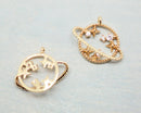 10pcs Real Gold Plated Planet Charm Pendant CZ Pave Planet Charm