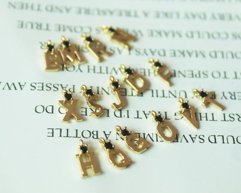 26PCS/set Real Gold Plated Zircon Initial Letter Charms,cz Pave Letter Charm,Tiny Letter Charms,Words Bracelet/Necklace Diy,Letter Finding