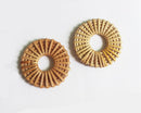 4pcs Natural Rattan Wood Earring Hoops,40MM Round Wooden Charms Handwoven Circle Findings Woven Boho Jewelry Making Blanks