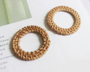 4pcs Natural Rattan Wood Earring Hoops,40MM Round Wooden Charms Handwoven Circle Findings Woven Boho Jewelry Making Blanks