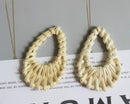 4pcs Natural Rattan Wood Earring Hoops, Teardrop Wooden Charms Handwoven Circle Findings Woven Boho Jewelry Making Blanks