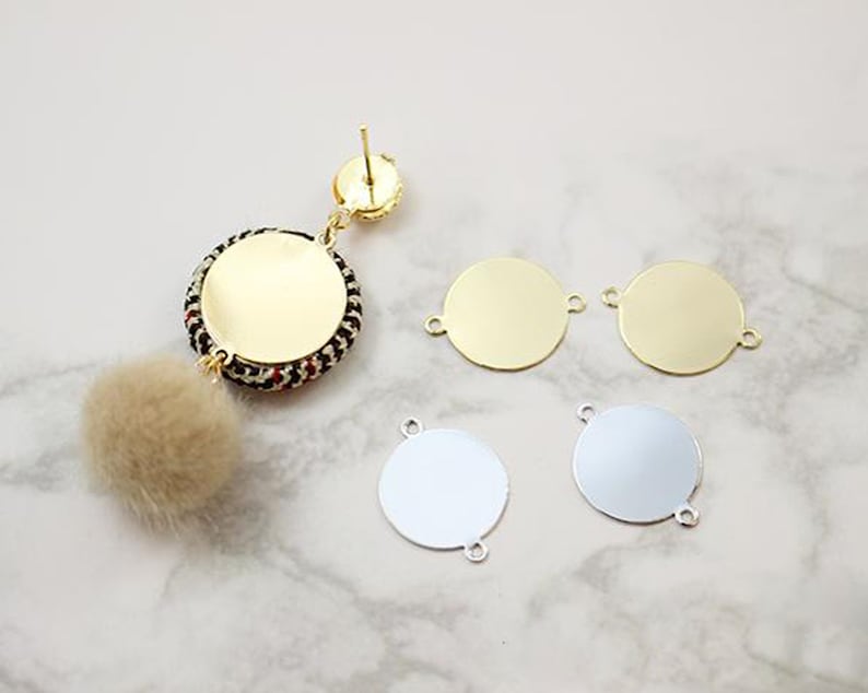 10PCS Gold Plated Brass Disc Coin Charm Pendant,Pad Connector, Paste non-porous cab