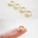 6pcs Real 18k gold plated cz pave ring charm, round circle charm, ring pendant