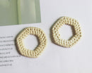 4pcs Natural Rattan Wood Earring Hoops,40MM Geometric hexagon Wooden Charms Handwoven Circle Findings Woven Boho Jewelry Making Blanks