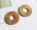 4pcs Natural Rattan Wood Earring Hoops,40MM Round Wooden Charms Handwoven Circle Findings Woven Boho Jewelry Making Blanks