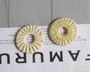 4pcs Natural Rattan Wood Earring Hoops,40MM Round Wooden Charms Handwoven Circle Findings Woven Boho Jewelry Making Blanks