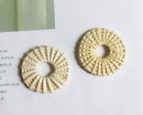 4pcs Natural Rattan Wood Earring Hoops,40MM Round Wooden Charms Handwoven Circle Findings Woven Boho Jewelry Making Blanks