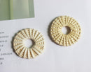 4pcs Natural Rattan Wood Earring Hoops,40MM Round Wooden Charms Handwoven Circle Findings Woven Boho Jewelry Making Blanks