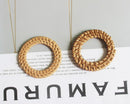 4pcs Natural Rattan Wood Earring Hoops,40MM Round Wooden Charms Handwoven Circle Findings Woven Boho Jewelry Making Blanks