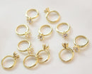 6pcs Real 18k gold plated cz pave ring charm, round circle charm, ring pendant