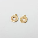 10pcs Real 18K Gold Plated Star Charm,Gold Initial Charm,Vermeil Star Pendant,Gold Initial Charms,Round Coin Charm