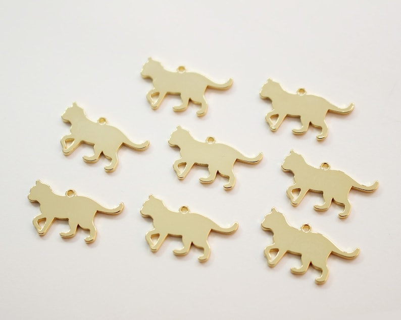 10pcs Real 18K Gold Plated Cat Charm, Silhouette Cat, Walking Cat Charm,Animal Charm, Cat Drop,Jewelry Making