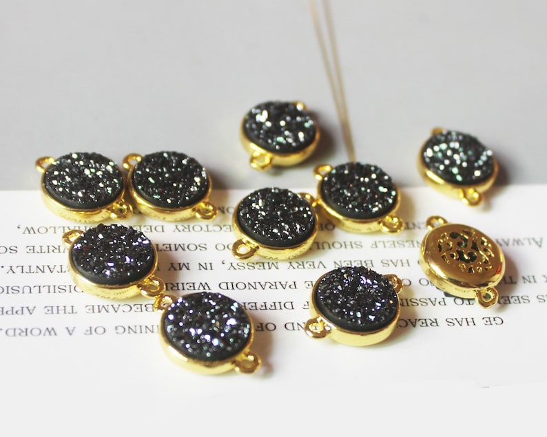 10PCS Round Imitation Druzy, Druzy Connector, Resin Druzy Pendant Charm Drop, Bezel Gem Druzy, Link,10MM, Jewelry Findings