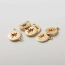 10pcs Real 18K Gold Plated Star Charm,Gold Initial Charm,Vermeil Star Pendant,Gold Initial Charms,Round Coin Charm