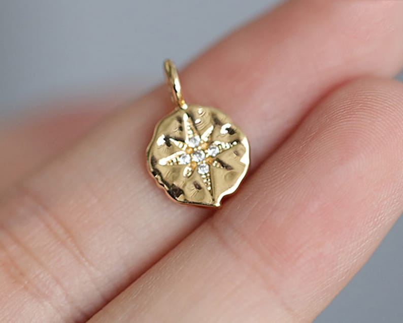 6pcs Real 18K Gold Plated Star Charm,Gold Initial Charm,Vermeil Star Pendant,Gold Initial Charms,Round Coin Charm