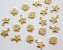 10pcs Real 18K Gold Plated Star Charm,Gold Initial Charm,Vermeil Star Pendant,Gold Initial Charms,Tiny Mini Heart Charm