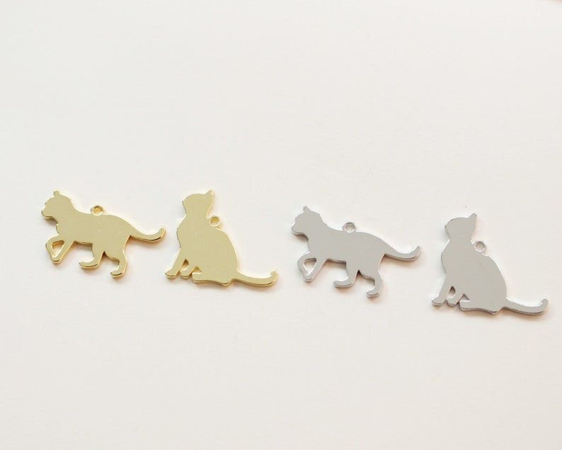 10pcs Real 18K Gold Plated Cat Charm, Silhouette Cat, Walking Cat Charm,Animal Charm, Cat Drop,Jewelry Making