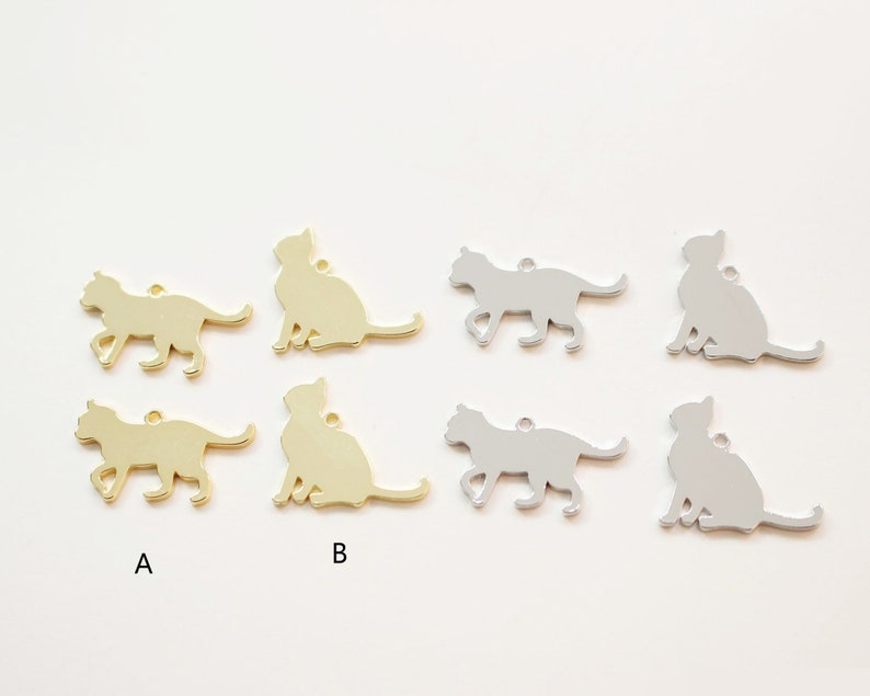 10pcs Real 18K Gold Plated Cat Charm, Silhouette Cat, Walking Cat Charm,Animal Charm, Cat Drop,Jewelry Making