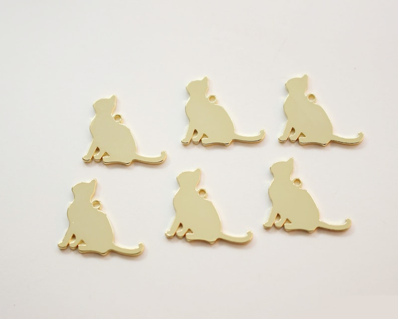 10pcs Real 18K Gold Plated Cat Charm, Silhouette Cat, Walking Cat Charm,Animal Charm, Cat Drop,Jewelry Making