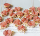 10PCS Round Imitation Druzy, Salmon Druzy Charm, Resin Druzy Pendant Charm Drop, Bezel Gem Druzy, Jewelry Findings